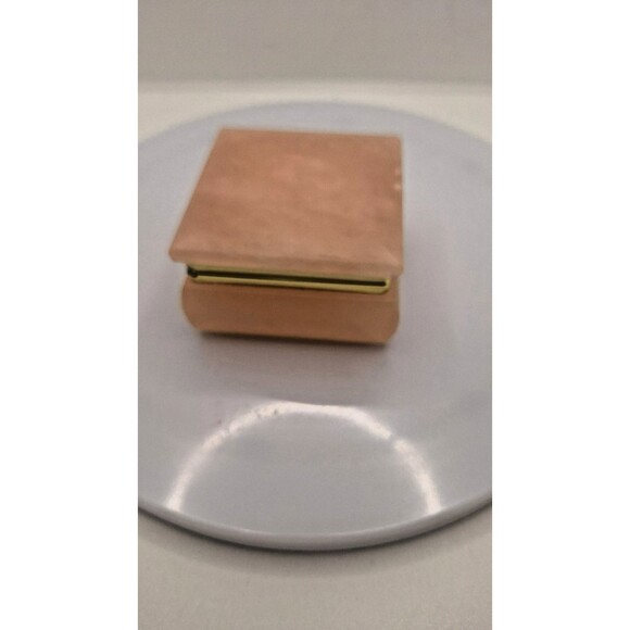 Alabaster Vintage Trinket Jewelry Box Hinged Heavy Italy Pink - Picture 1 of 9